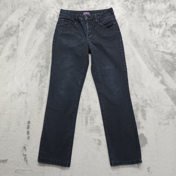 NYDJ Jeans Womens 4 Blue Dark Wash Mid Rise Slim Straight Lift Tuck Technology - Picture 1 of 14